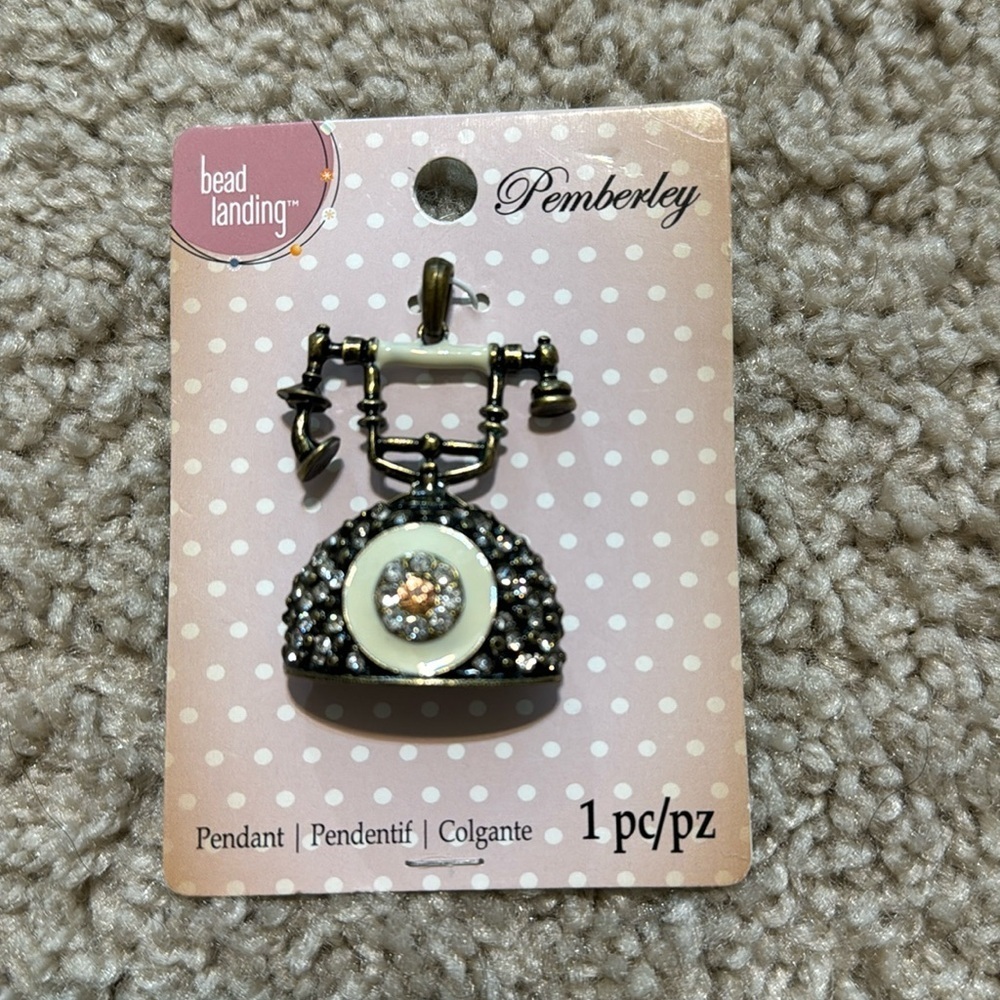 NWT! Bead Landing Antiqued bling antique phone pendant